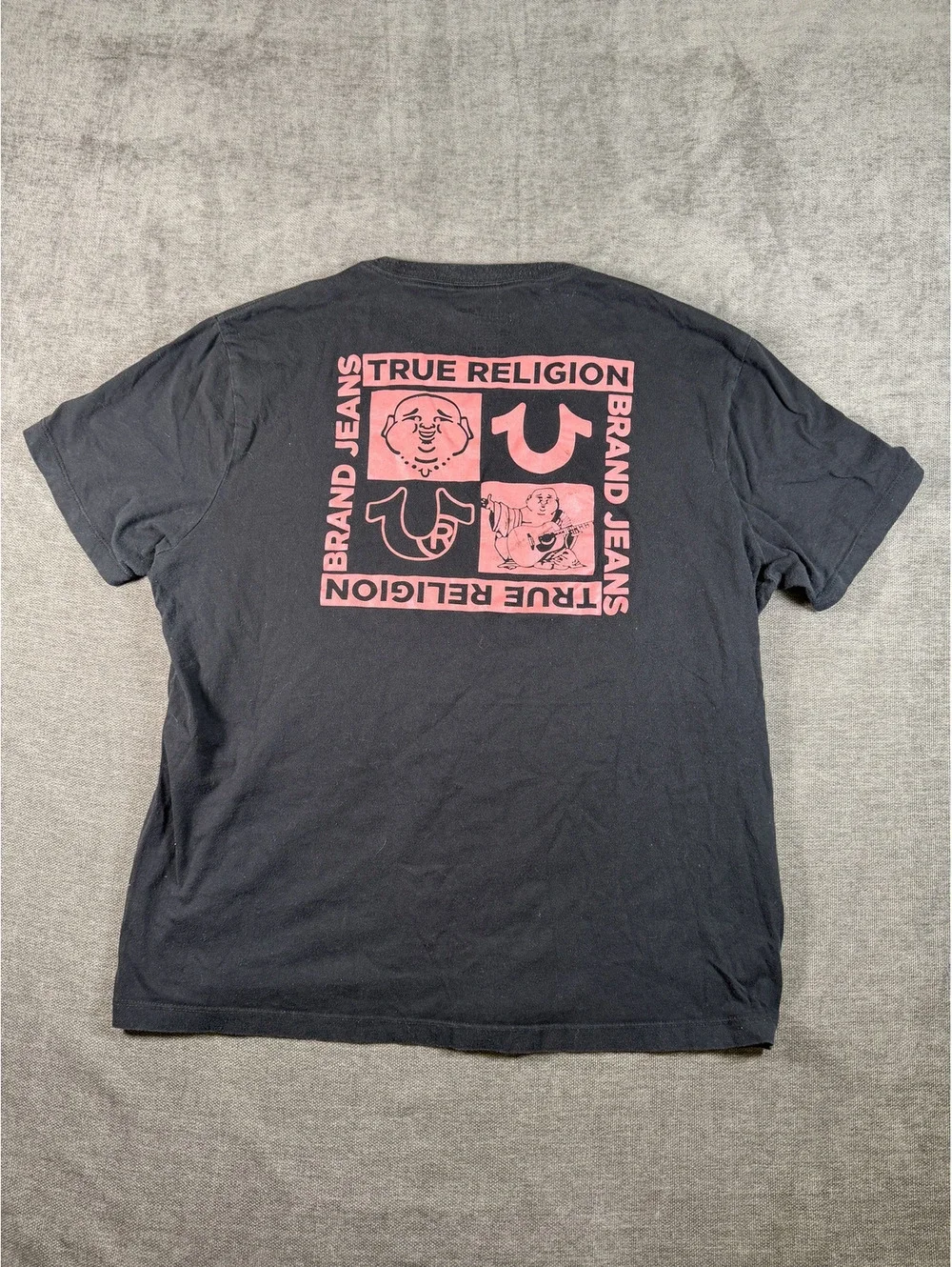 True Religion Brand Jeans Black Cotton Graphic T-Shirt Size 2XL